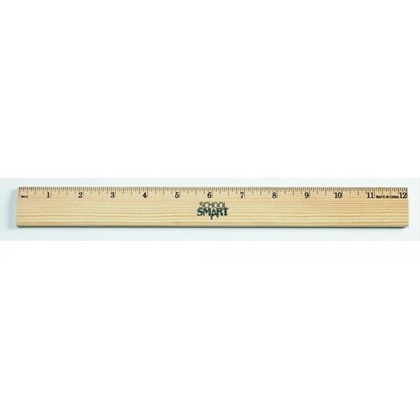 School Smart School Smart 081891 Single Beveled Metal Edge Wood Office And Desk Ruler;12 In. Clear Lacquer 81891
